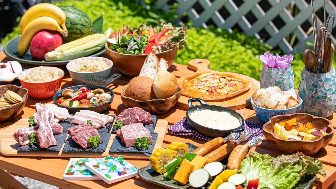夕食のバーベキュー