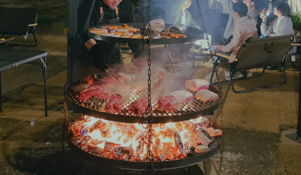 新鮮食材を専任シェフがBBQ